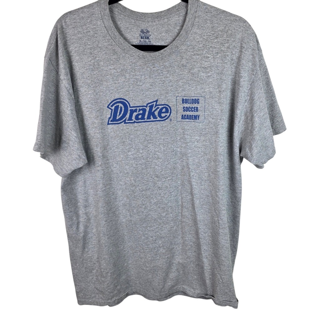 Fruit of the Loom T-Shirt Mens XL Gray Good Drake Bulldog Soccer Academy Graphic